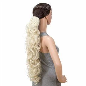 img 3 attached to Get The Perfect Messy Curls With SWACC'S 24-Inch Long Claw Clip Ponytail Extension In Platinum Blonde-60#