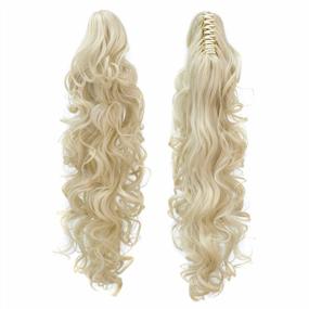 img 1 attached to Get The Perfect Messy Curls With SWACC'S 24-Inch Long Claw Clip Ponytail Extension In Platinum Blonde-60#