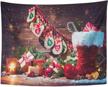 🎄 emvency christmas tapestry 50"x60" home decor rustic wooden candy gifts merry red vintage winter snowflakes happy xmas wall tapestries for bedroom living room dorm logo
