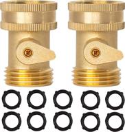 pack of two heavy duty solid brass garden hose shut off valves with 10 bonus rubber washers - hourleey 3/4 inch brass hose shut off for enhancing garden watering system logo
