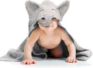 🐘 liname bamboo baby bath towels - hypoallergenic hooded towels for infants and toddlers - ultra absorbent, soft and large - elephant design logo