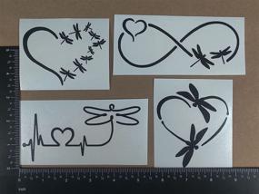 img 2 attached to 🐉 Dragonfly Decals 4 Pack: Elegant Dragonfly Heart Designs for a Stylish Touch (Black, Small ~3.5")