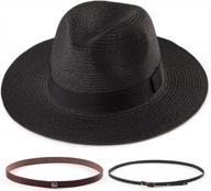 stylish fedora hats for women with adjustable belt buckle, wide brim, and changeable band - perfect for sun protection and styling as a straw panama hat logo