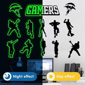 img 1 attached to 🎮 Glow in The Dark Gaming Wall Stickers - Video Game Decals for Boys Room, Gamer Room Decor - Vinyl Floss Dancing Decal, Gaming Zone for Kids Girls, Men Gamer Room Playroom Nursery Wall Decor