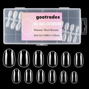 img 4 attached to Gootrades Short-Round Soft Gel Full Cover Nail Tips, 240Pcs Clear Gel Nail Tips Short Round With Case For Press On Nail Extension DIY Manicure Soak Off (Short Round)