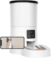 📸 abrct camera automatic cat food dispenser with voice and 1080hd video recording, timed cat feeder featuring desiccant bag, smart cat pet feeder with dual power supply (white) logo