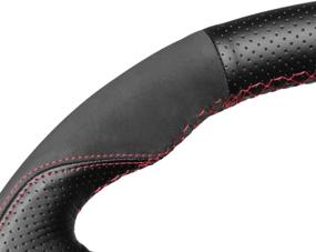 img 2 attached to Mewant Black Leather and Suede Steering Wheel Cover Wrap for Lexus IS/NX/RC/CT F Sport/200t/250/300/350 - Hand-Stitched Luxury Upgrade!
