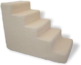img 4 attached to BringerPet Pet Stairs For Tall Bed Foam Pet Steps White 5 Step Dog Cat Animal Ramp