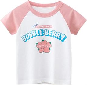 img 3 attached to Kivors Strawberry Short Sleeve Crewneck T Shirts Girls' Clothing via Tops, Tees & Blouses