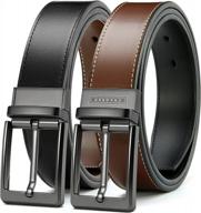 многоцелевой двусторонний кожаный ремень chaoren для мужчин: черный и коричневый, ширина 1 3/8 дюйма, подгонка по размеру, идеально подходит для классических брюк логотип