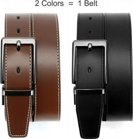img 2 attached to Многоцелевой двусторонний кожаный ремень CHAOREN для мужчин: черный и коричневый, ширина 1 3/8 дюйма, подгонка по размеру, идеально подходит для классических брюк