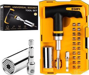 img 4 attached to 25-Piece Universal Socket Wrench Set for Men – 1/4 to 3/4-Inch Multi-Function Ratchet Wrench and Power Drill Adapter – All-in-One Super Socket Tool Kit with Square Drive Sockets