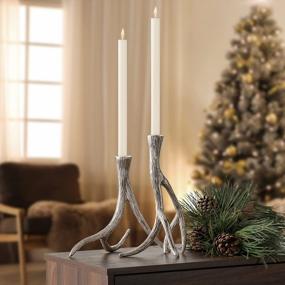 img 3 attached to Modern Silver Antler Candlestick Holders - Set Of 2 By Torre & Tagus