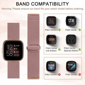 img 3 attached to Fitbit Versa/Versa 2 Bands For Women Men - Adjustable Elastic Nylon Fabric Replacement Strap, Compatible With Versa Lite Edition Stretchy Solo Loop Bracelet Wristband Accessories By TOYOUTHS
