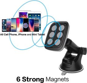 img 1 attached to 📱 Magnetic Car Mount Phone Holder with Extendable Telescopic Arm, 1Zero Hands-Free Windshield Dashboard Cell Phone Mount for Car - Compatible with iPhone and Smartphones, Secure Sticky Suction Cup, Enhanced with 6 Powerful Magnets