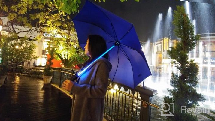 img 1 attached to Shine In The Rain With BESTKEE Lightsaber Umbrella - 7 Color LED Shaft & Bottom Torch (Red) review by Preston Molden