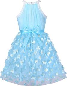 img 3 attached to Turquoise Butterfly Embroidered Halter Dress for Girls - Clothing at Dresses