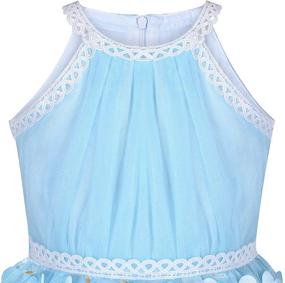 img 2 attached to Turquoise Butterfly Embroidered Halter Dress for Girls - Clothing at Dresses