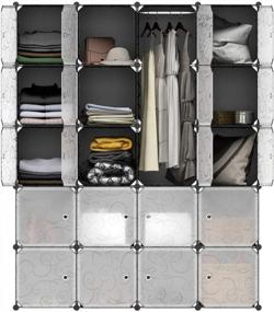 img 2 attached to Modular Closet Organizer- LANGRIA 20 Cube Plastic Cabinet With Drawers And Doors, Cubby Shelving System For Storage Of Clothes, Shoes, Toys, Black And White, DIY Bookcase Wardrobe