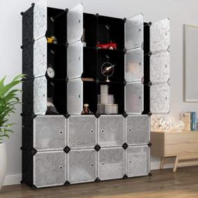 img 4 attached to Modular Closet Organizer- LANGRIA 20 Cube Plastic Cabinet With Drawers And Doors, Cubby Shelving System For Storage Of Clothes, Shoes, Toys, Black And White, DIY Bookcase Wardrobe