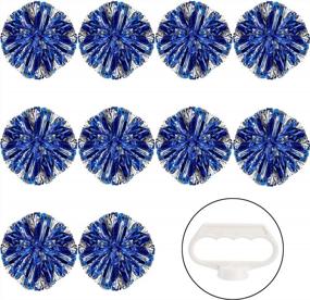 img 4 attached to Pack Of 10 Cheerleading Pom Poms With Handle - 12 Inches, 80G Foil Plastic Metallic Material, Ideal For Cheerleaders, Dance Teams, And Sports Events Of All Ages