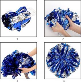 img 3 attached to Pack Of 10 Cheerleading Pom Poms With Handle - 12 Inches, 80G Foil Plastic Metallic Material, Ideal For Cheerleaders, Dance Teams, And Sports Events Of All Ages