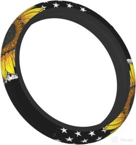 img 3 attached to 🌻 Sunflower American Flag - MSACRH Steering Wheel Cover: Universal Fit 15 Inch Anti-Slip Protector for Men and Women