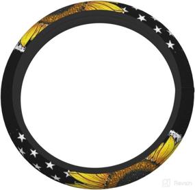 img 4 attached to 🌻 Sunflower American Flag - MSACRH Steering Wheel Cover: Universal Fit 15 Inch Anti-Slip Protector for Men and Women