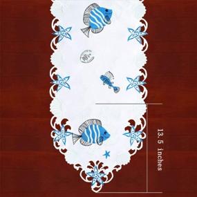 img 2 attached to Преобразите свой стол с помощью вышитой рыбной скатерти Simhomsen для прибрежного летнего декора (синий, 14 × 69 дюймов)