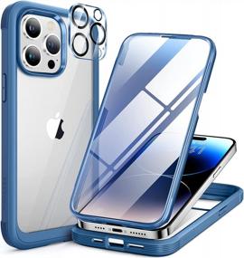 img 4 attached to Стильный и защитный чехол для iPhone 14 Pro — серия Miracase Glass с защитой объектива камеры и защитной пленкой для экрана из закаленного стекла цвета Capri Blue