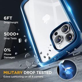 img 1 attached to Стильный и защитный чехол для iPhone 14 Pro — серия Miracase Glass с защитой объектива камеры и защитной пленкой для экрана из закаленного стекла цвета Capri Blue