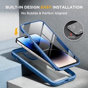 img 2 attached to Stylish And Protective IPhone 14 Pro Case - Miracase Glass Series With Camera Lens Protectors And Tempered Glass Screen Protector In Capri Blue