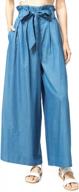 anna-kaci women's high waist loose baggy palazzo wide leg pants w/ belt logo