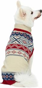 img 4 attached to 🐶 Blueberry Pet Holiday Christmas Creamy White Fair Isle Family Apparel - Sweater for Dogs, Matching Unisex Sweater Scarf Beanie Hat for Pet Lovers