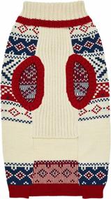 img 1 attached to 🐶 Blueberry Pet Holiday Christmas Creamy White Fair Isle Family Apparel - Sweater for Dogs, Matching Unisex Sweater Scarf Beanie Hat for Pet Lovers