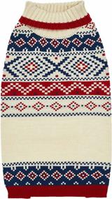 img 2 attached to 🐶 Blueberry Pet Holiday Christmas Creamy White Fair Isle Family Apparel - Sweater for Dogs, Matching Unisex Sweater Scarf Beanie Hat for Pet Lovers