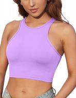 women's high neck sports bra: everrysea wirefree padded tank tops for yoga, running & gym workouts logo
