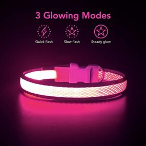 img 2 attached to 🐾 BPawser LED Dog Collar with Mesh Webbing - USB Rechargeable, Adjustable Size, Light Up Glow Safety Collar for Large and Medium Dogs