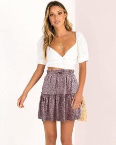 img 1 attached to Cute Summer Skirt For Women: Alelly High Waist Ruffle Floral Print Swing Beach Mini Skirt