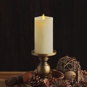 img 3 attached to Luminara Flameless Candle LED Pillar Chalky Ivory Finish - Real Wax Melted Top Unscented, Remote Ready, Timer (3 X 6.5 Inch)