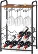 mooace wine glass rack free standing floor, metal & wood countertop wine holder, 8 bottles and 6 glasses stand logo