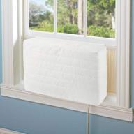 double-insulated aozzy indoor air conditioner cover for window units, designed to keep cold air out and dirt away, ideal for winter use - beige (25" l x 17" h x 2.7" d) logo