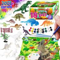 dinosaur and unicorn painting arts and crafts kit for kids - paint your own animal planet toys, perfect gift for boys and girls ages 3-12 years old - includes art supplies logo