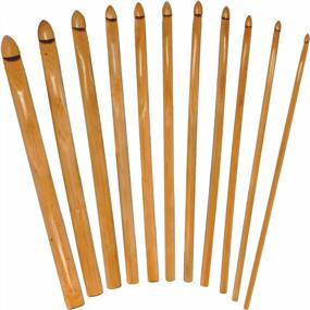 img 4 attached to Carbonized Brown Bamboo Crochet Hooks Set - 11 Sizes From US C/2 (3Mm) To US N/15 (10Mm), 6" (15Cm) Length By JubileeYarn