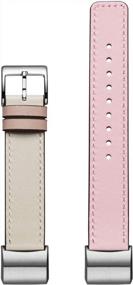 img 1 attached to Top Grain Leather Charge 2 Replacement Bands - Compatible With Classic & Special Edition - Pink/Ivory Band With Silver Adapters