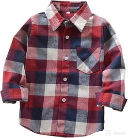 img 2 attached to 👕 Adorable Red Plaid Flannel Shirt for Kids - Long Sleeve Button Down for Boys and Girls, Ages 1T-6T