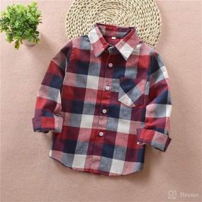 img 1 attached to 👕 Adorable Red Plaid Flannel Shirt for Kids - Long Sleeve Button Down for Boys and Girls, Ages 1T-6T