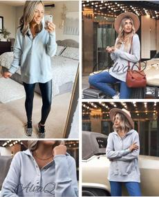 img 2 attached to AlvaQ Oversized Hooded Sweatshirt With Button Front And Pockets - Women'S Casual Pullover Top With V-Neck