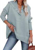 alvaq oversized hooded sweatshirt with button front and pockets - women's casual pullover top with v-neck логотип