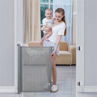 🚪 extra wide 71" x 33" tall punch-free install babygate - babybond retractable gates for kids or pets. ideal indoor/outdoor dog gates for doorways, stairs, hallways. color: grey. logo